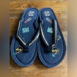 Nikky USA Blue Flip Flops With Patches